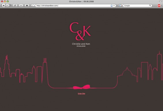 Simple elegant home page announcing Christie and Ken's nuptials 